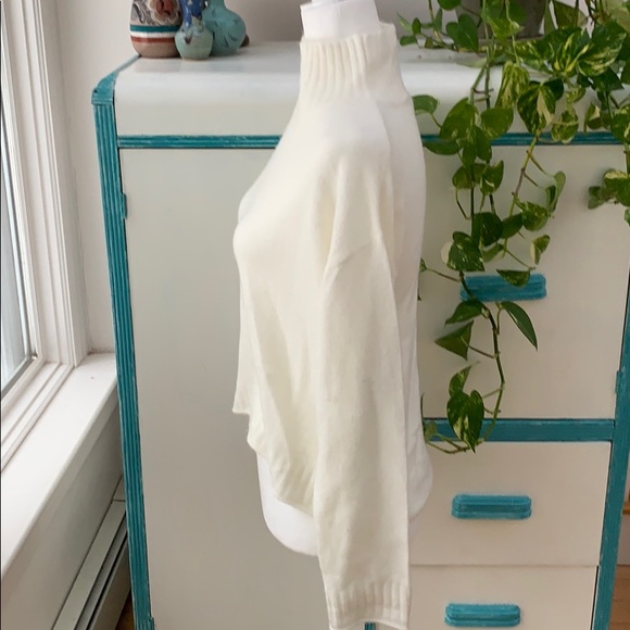 Soft Crop White Sweater, White Turtleneck Sweater, Cropped Business Casual - Picture 3 of 8